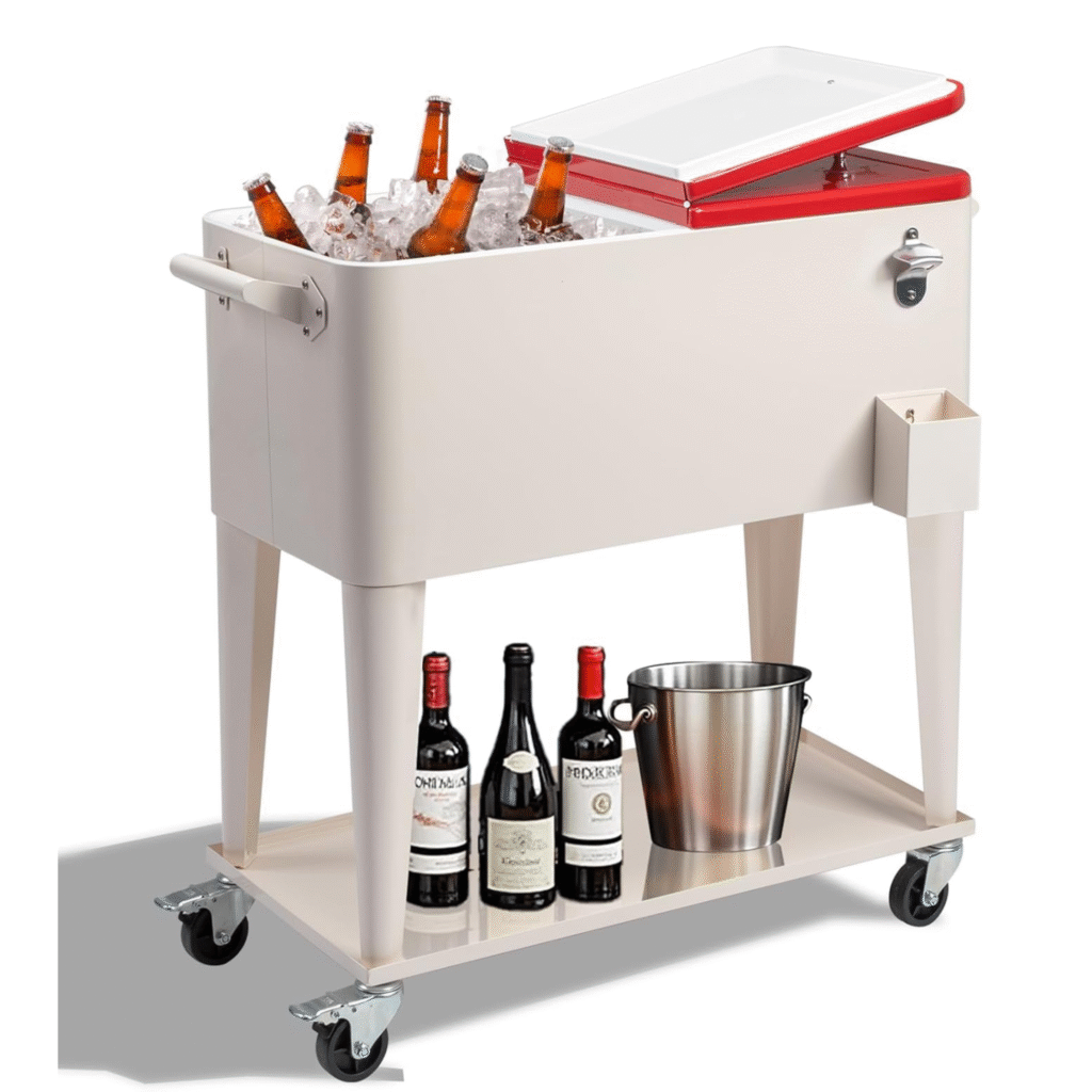 Outvita Rolling Portable Bar With Drink Cooler